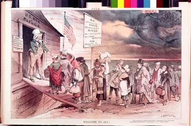 Willkommen an alle, Illustration aus der amerikanischen Zeitschrift 